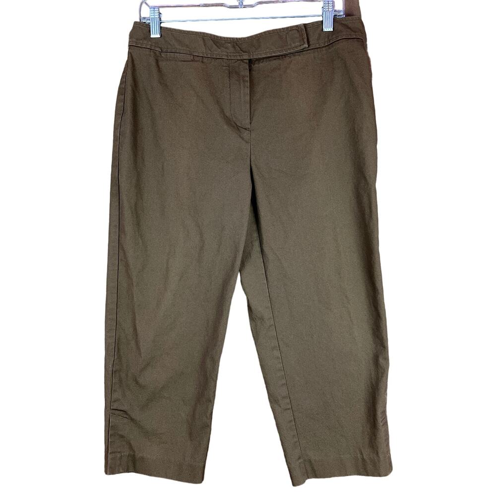 Talbots Womens Pants Brown Mid Rise Petite Cropped Capri Stretch 10P